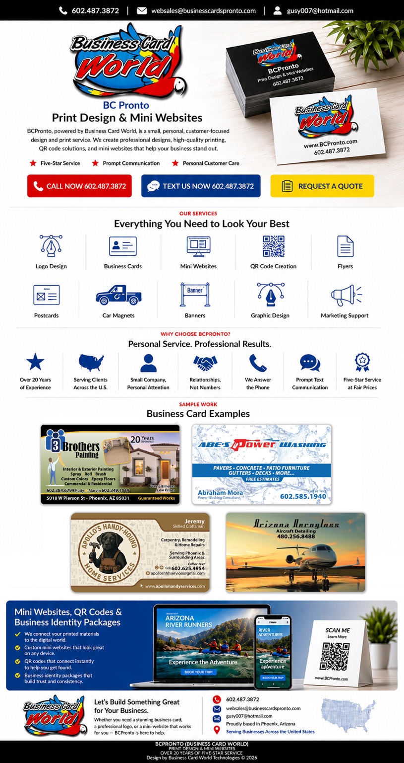 BCPronto Business Card World landing page